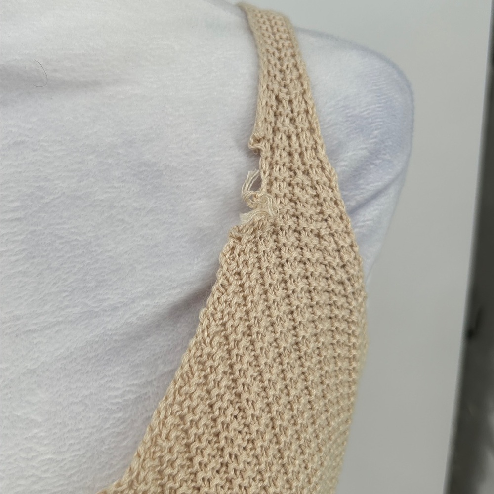 Lulus Beige Crochet Knit Midi Dress Sleeveless Bodycon Small NWT - Picture 4 of 8